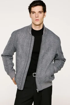 Selected Cazadora bomber lana Gris oscuro Sale