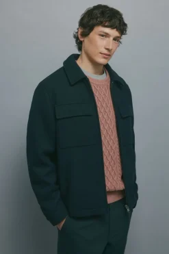 Springfield Cazadora camisera mezcla lana azul New