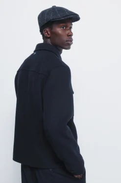 Springfield Cazadora camisera mezcla lana azul New