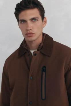 Pedro del Hierro Cazadora con cuello pana Marr&oacute;n New