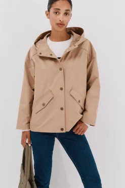 Cortefiel Cazadora corta botones automáticos Beige Online