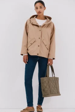 Cortefiel Cazadora corta botones automáticos Beige Online