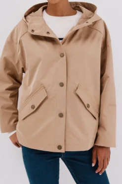 Cortefiel Cazadora corta botones automáticos Beige Online