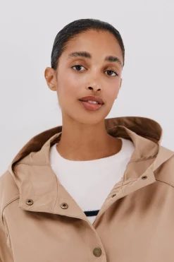 Cortefiel Cazadora corta botones automáticos Beige Online