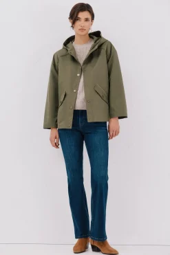 Cortefiel Cazadora corta botones automáticos Kaki Online