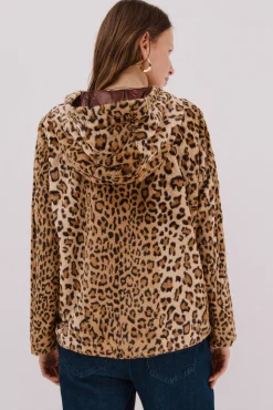 Cortefiel Cazadora corta reversible efecto pelo Marr&oacute;n oscuro Outlet