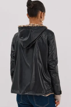 Cortefiel Cazadora corta reversible efecto pelo Negro Best