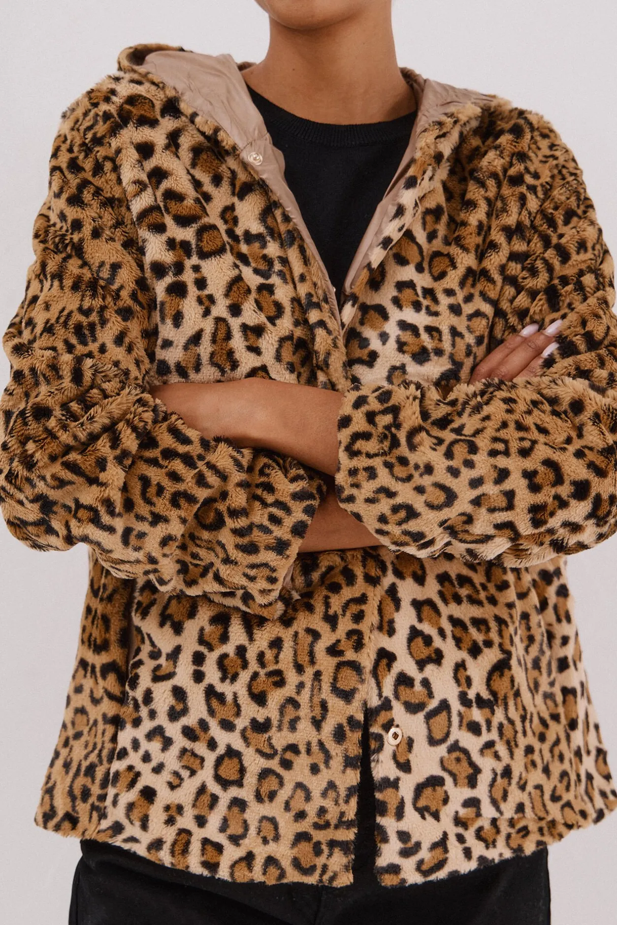 Cortefiel Cazadora corta reversible efecto pelo Beige Online