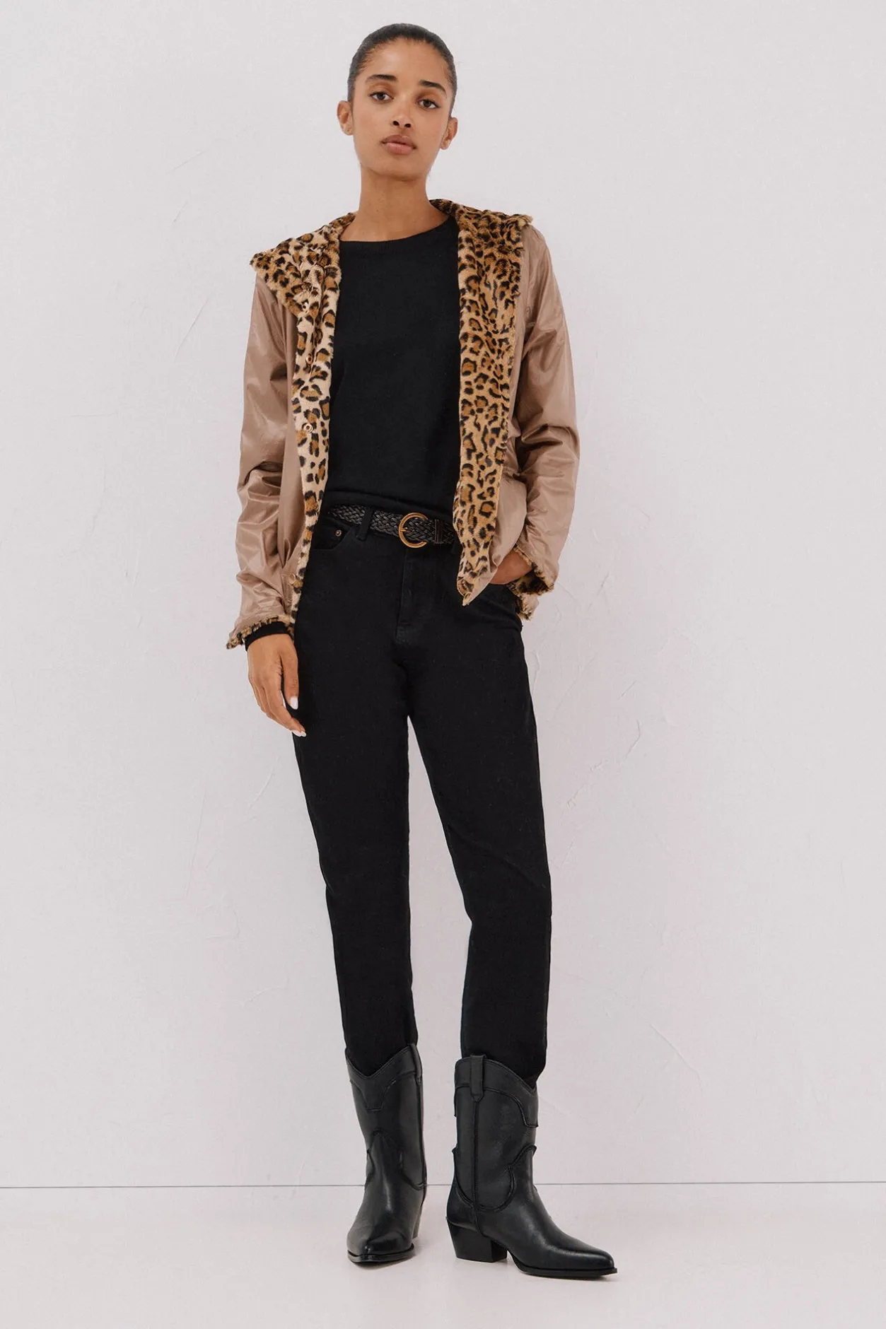 Cortefiel Cazadora corta reversible efecto pelo Beige Online