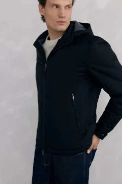 Pedro del Hierro Cazadora cremallera con capucha Negro Sale