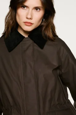 Selected Cazadora cuello pana 100% algodón orgánico Marr&oacute;n oscuro Hot