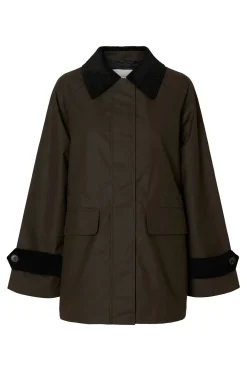 Selected Cazadora cuello pana 100% algodón orgánico Marr&oacute;n oscuro Hot