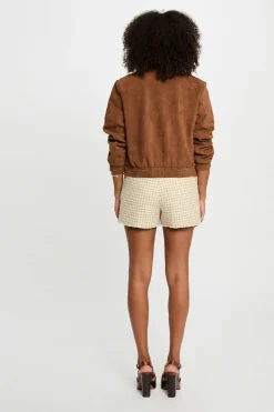 Morgan Cazadora de antelina Marr&oacute;n Discount