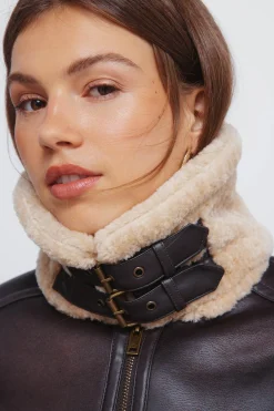 Springfield Cazadora doble faz cuello pelo marr&oacute;n Online