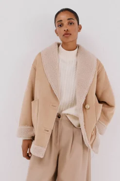 Cortefiel Cazadora efecto doble faz Beige Sale