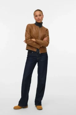 Vero Moda Cazadora efecto piel Marrón Best