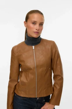 Vero Moda Cazadora efecto piel Marr&oacute;n Best