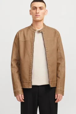 Jack & Jones Cazadora efecto piel beige Clearance