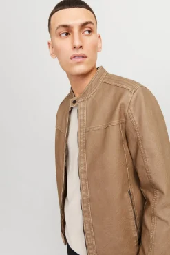 Jack & Jones Cazadora efecto piel beige Clearance