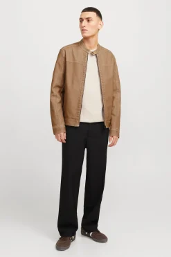 Jack & Jones Cazadora efecto piel beige Clearance