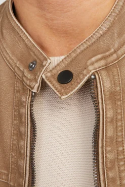 Jack & Jones Cazadora efecto piel beige Clearance