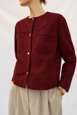 Cortefiel Cazadora efecto piel Vino New