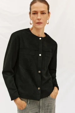 Cortefiel Cazadora efecto piel Negro New