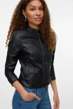Vero Moda Cazadora efecto piel Negro New