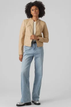Vero Moda Cazadora efecto piel cuello Perkins Beige