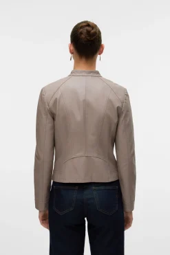 Vero Moda Cazadora efecto piel cuello Perkins Gris Outlet