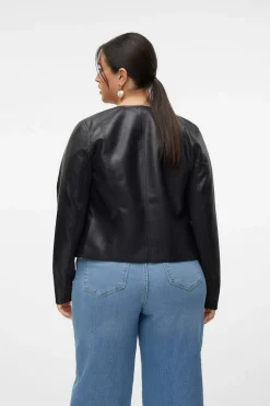 Vero Moda Curve Cazadora efecto piel Curve Negro Best