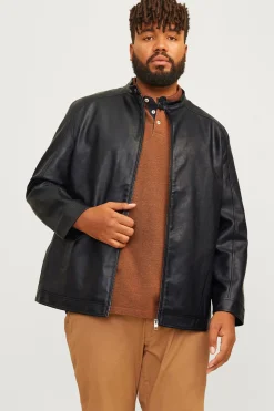 Jack & Jones Cazadora efecto piel PLUS negro Clearance