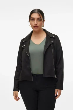 Vero Moda Curve Cazadora efecto piel talla grande Negro Discount
