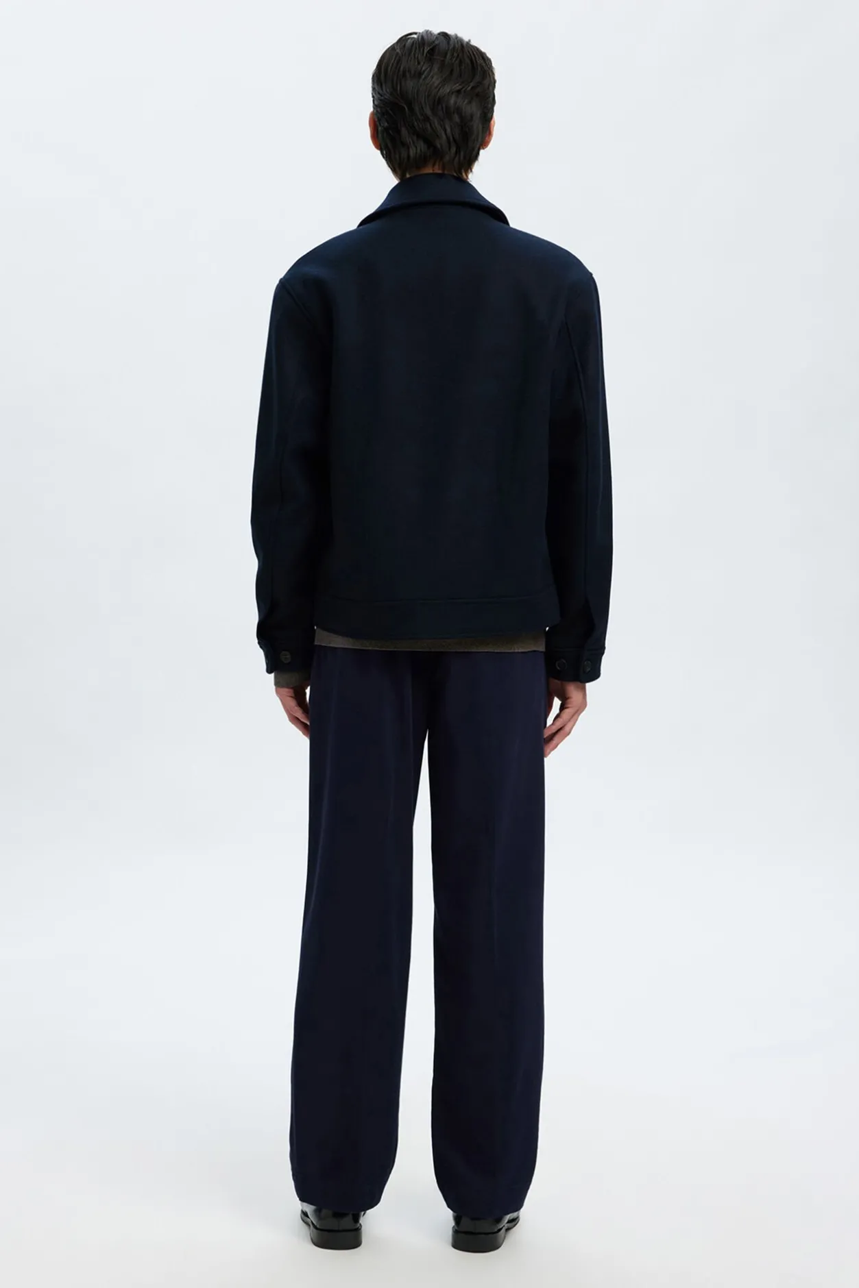 Selected Cazadora lana corta con cremallera Azul marino Hot