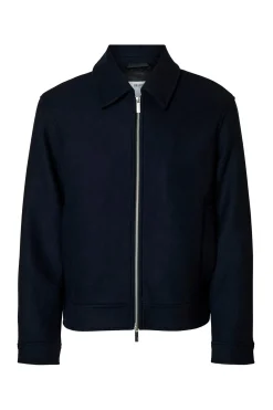 Selected Cazadora lana corta con cremallera Azul marino Hot