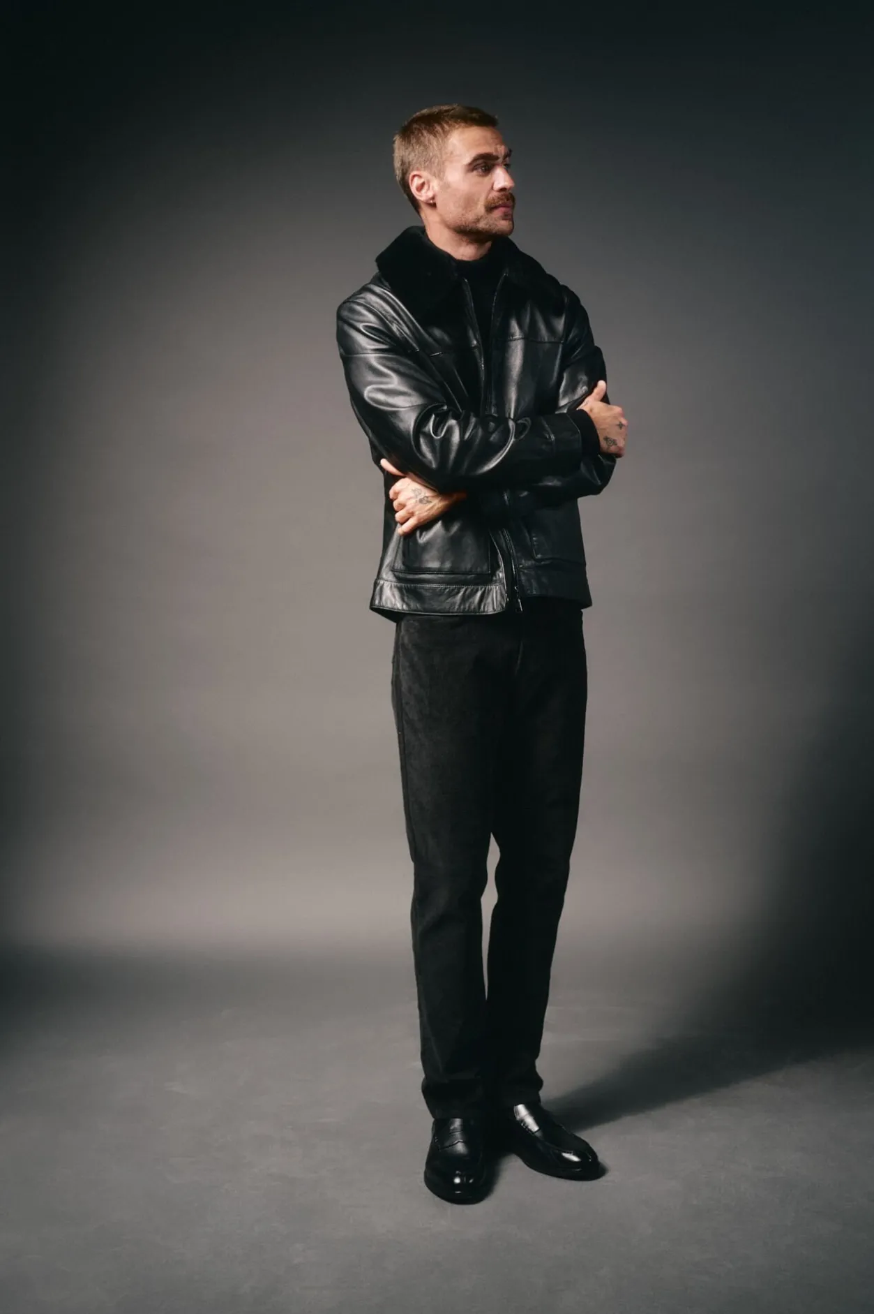 OOTO Cazadora piel cuello camisero Negro Discount