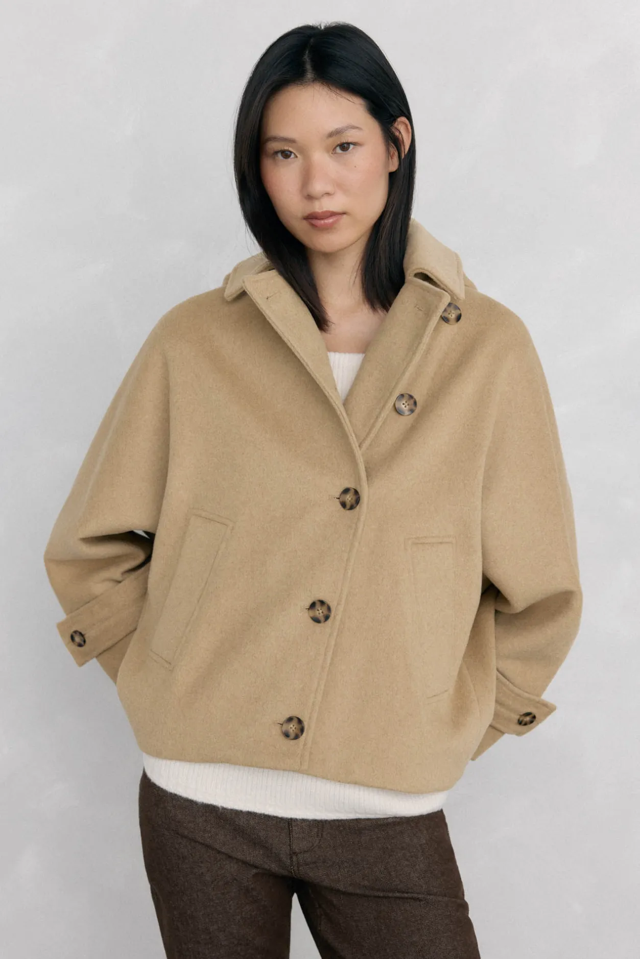 Pedro del Hierro Cazadora tipo capa capucha Beige Discount