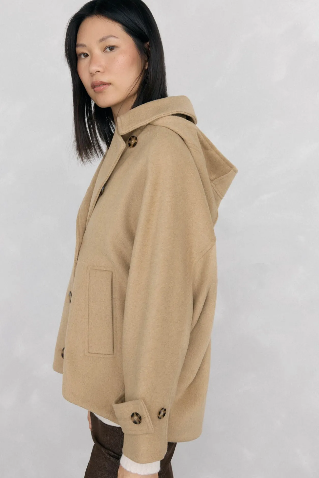 Pedro del Hierro Cazadora tipo capa capucha Beige Discount