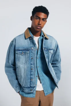 Springfield Cazadora vaquera oversize cuello contraste turquesa Online