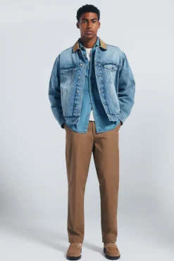 Springfield Cazadora vaquera oversize cuello contraste turquesa Online