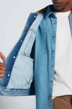 Springfield Cazadora vaquera oversize cuello contraste turquesa Online