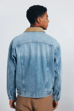 Springfield Cazadora vaquera oversize cuello contraste turquesa Online