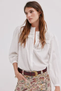 Hoss Intropia Cécile. Blusa bordada Blanco Hot