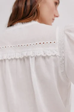 Hoss Intropia Cécile. Blusa bordada Blanco Hot