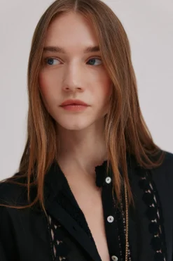 Hoss Intropia Celina. Blusa bordada Negro New