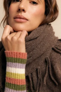 Slowlove Chal grueso flecos Marr&oacute;n Online