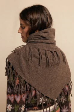 Slowlove Chal grueso flecos Marr&oacute;n Online