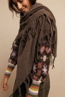 Slowlove Chal grueso flecos Marr&oacute;n Online