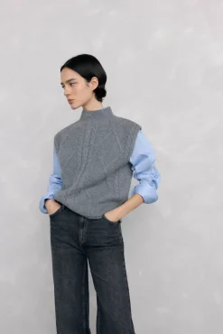 Pedro del Hierro Chaleco abotonadura central y ochos espalda Gris Discount