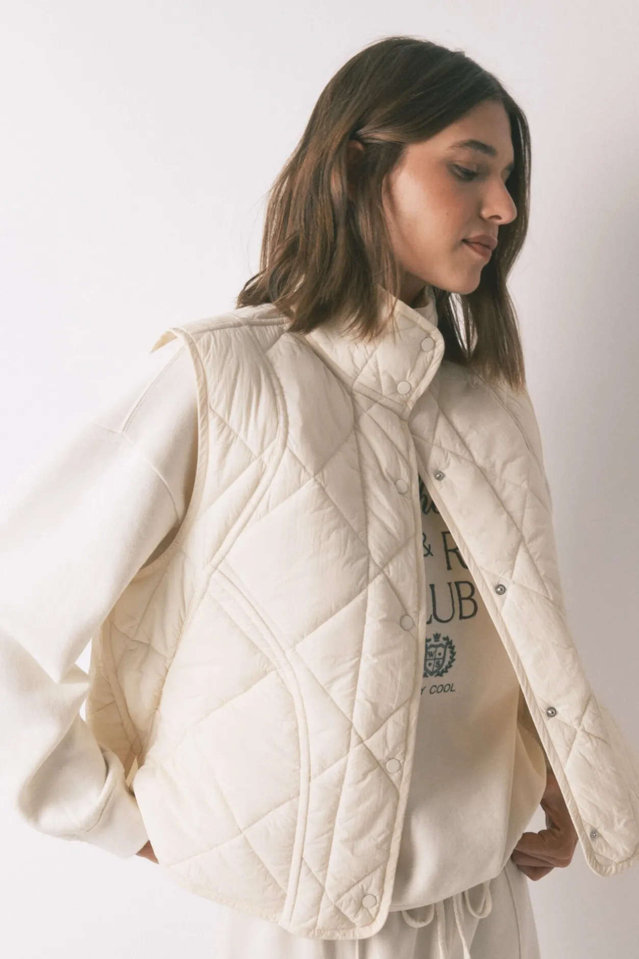 Women'secret Chaleco acolchado blanco marfil Outlet